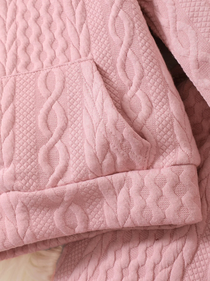 Odjeća za dojenčad, djevojčice, proljetni kompleti odjeće za bebe Jednobojna ružičasta majica s kapuljačom i dugim rukavima + hlače, komplet od 2 komada, dječja ležerna odjeća