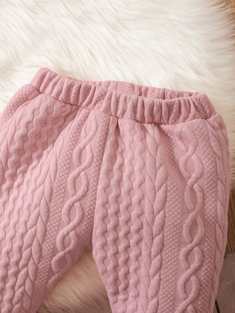 Odjeća za dojenčad, djevojčice, proljetni kompleti odjeće za bebe Jednobojna ružičasta majica s kapuljačom i dugim rukavima + hlače, komplet od 2 komada, dječja ležerna odjeća