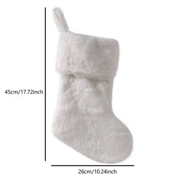 1PV Доставки за коледна украса Плюшени чорапи Бели коледни чорапи за подарък Детски бонбони Подаръчни торбички Висящи висулки