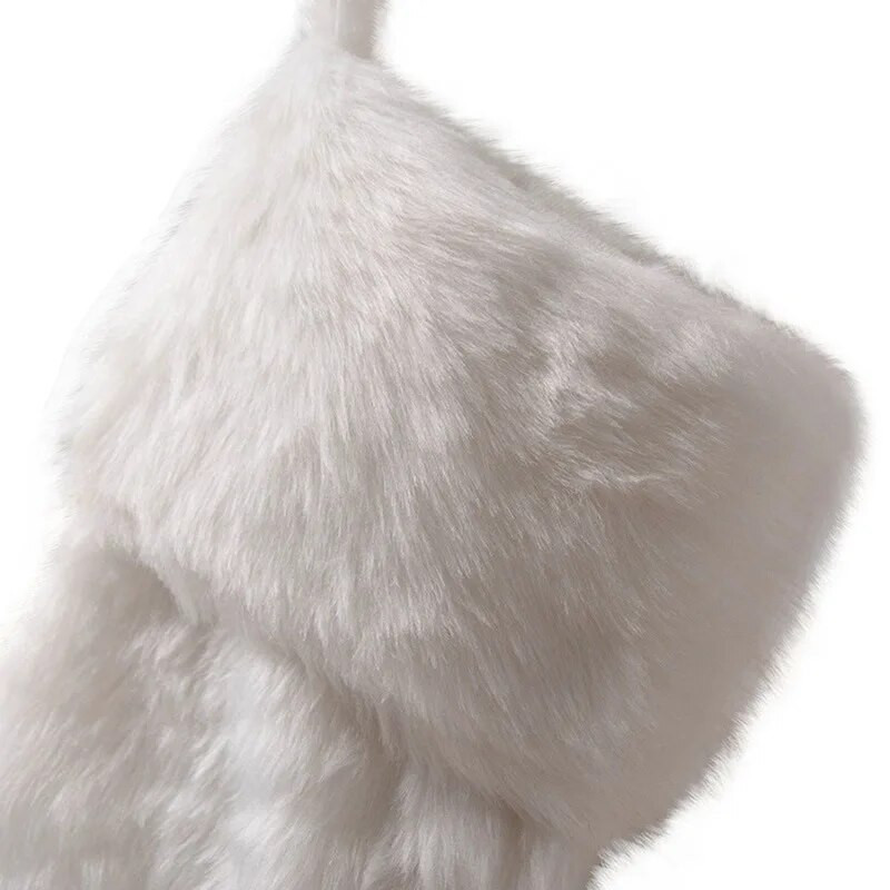 1PV Χριστουγεννιάτικα είδη διακόσμησης Λούτρινες κάλτσες Λευκές χριστουγεννιάτικες κάλτσες δώρου για παιδιά Τσάντες δώρου καραμέλα Κρεμαστά μενταγιόν από δέντρο