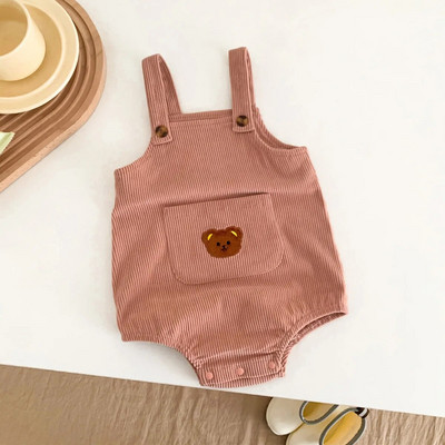 Dječji medvjed Bodi s remenčićima za džepove 2023. korejska odjeća za dojenčad, djevojčice, malo dijete, samtasti kombinezoni, kratke hlače, jednodijelni kombinezon bez rukava