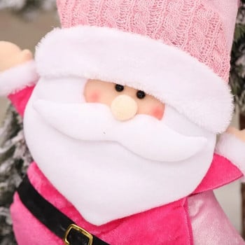 Коледен подарък Украса за коледни чорапи Триизмерна кукла старец Снежен човек Повдигнат бял ръб Розова детска торбичка с бонбони Подарък