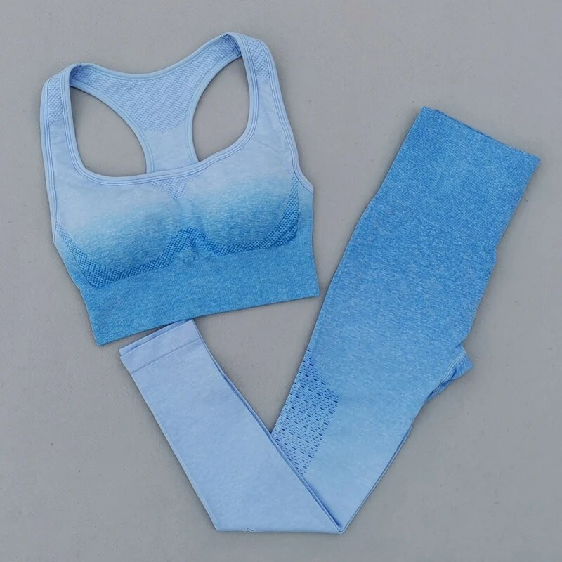 Ombre bešavni komplet za teretanu Žensko sportsko odijelo Ženska sportska odjeća Tajice za fitnes Podstavljeni sportski grudnjak 2-dijelni setovi za jogu Odjeća za vježbanje