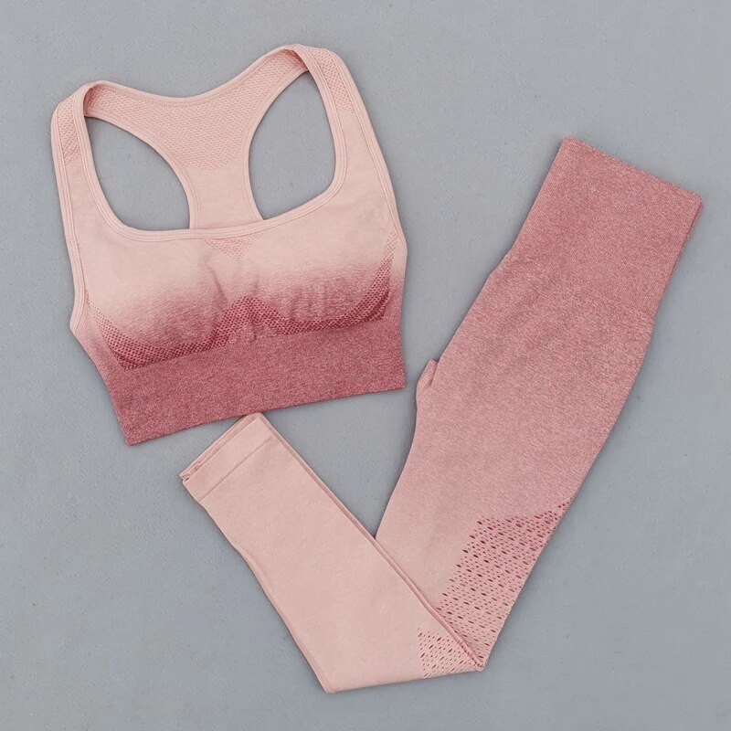 Ombre bešavni komplet za teretanu Žensko sportsko odijelo Ženska sportska odjeća Tajice za fitnes Podstavljeni sportski grudnjak 2-dijelni setovi za jogu Odjeća za vježbanje