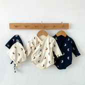 Φθινόπωρο νεογέννητο κορμάκι 2023 Cute Moon βρεφική φόρμα για αγόρια μακρυμάνικη φόρμα με καπέλο βαμβακερά ρούχα Ρούχα για μικρά κορίτσια