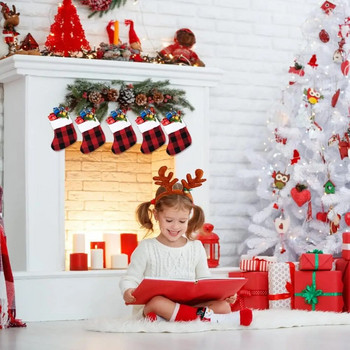 Δημιουργική χριστουγεννιάτικη τσάντα δώρου Κόκκινο και μαύρο λινό καρό βελούδινο περιθώριο αποθήκευσης καραμέλας Διακοσμητικά πάρτι για διακοπές