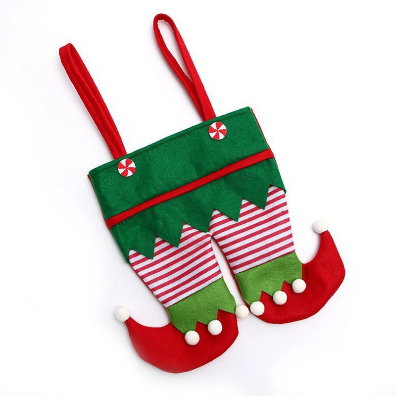 Christmas Elf Spirit Pants Τσάντες Cute Stripe Candy Bag Festival Θέμα Πολυλειτουργικό για Παιδιά Αγόρια Κορίτσια