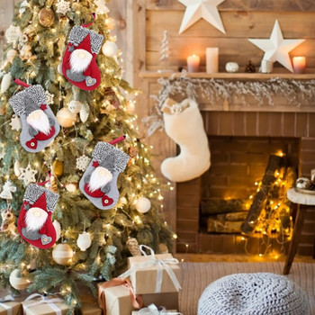 Коледен чорап Прекрасна безлична кукла чанта за бонбони Коледен подарък за коледна елха Висяща висулка Home Navidad Sock Decoration
