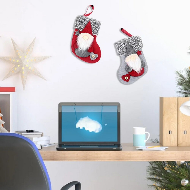 Χριστουγεννιάτικη κάλτσα Υπέροχη κούκλα απρόσωπη τσάντα καραμέλα Χριστουγεννιάτικο δώρο για κρεμαστό κρεμαστό χριστουγεννιάτικο δέντρο Home Navidad Διακοσμήσεις με κάλτσες