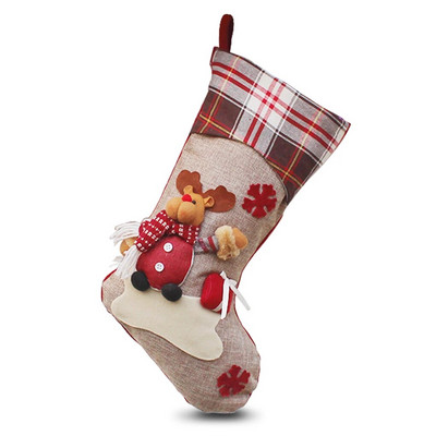 Karácsonyi harisnya zokni Xmas témájú zsákvászon függő zokni Otthon Nappali fali kandallódísz hóember