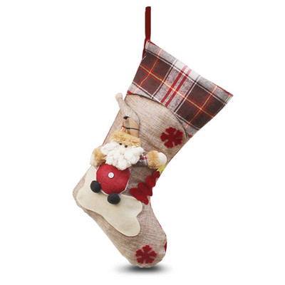 Karácsonyi harisnya zokni Xmas témájú zsákvászon függő zokni Otthon Nappali fali kandallódísz hóember