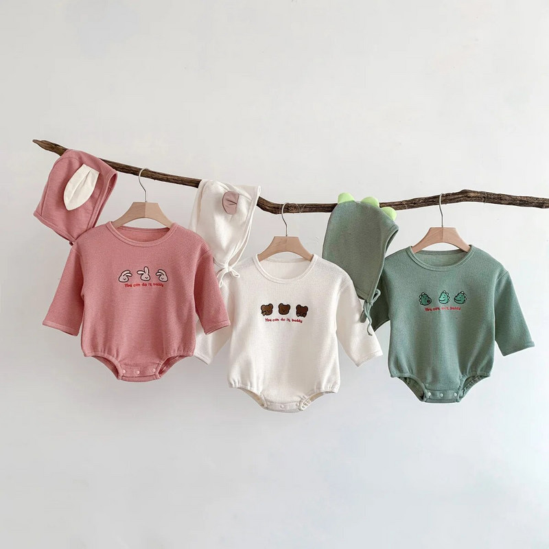 Bodi za bebe 2023. Proljetna odjeća za novorođenčad Vaffle Bodi za dječake Bear Bodi s dugim rukavima za malu djecu Djevojčice Jednodijelni kombinezon za dojenčad