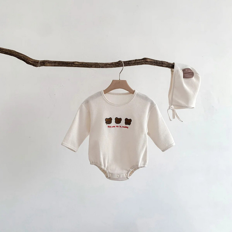 Bodi za bebe 2023. Proljetna odjeća za novorođenčad Vaffle Bodi za dječake Bear Bodi s dugim rukavima za malu djecu Djevojčice Jednodijelni kombinezon za dojenčad