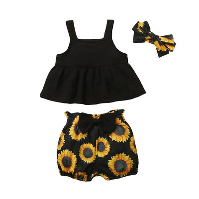 3 τμχ Βρεφικά βρεφικά ρούχα κοριτσιού Καλοκαιρινή άνοιξη βαμβακερά casual σύνολα Σετ γράμμα κορμάκι Φιόγκος σορτς κεφαλόδεσμος Βρεφικά ρούχα