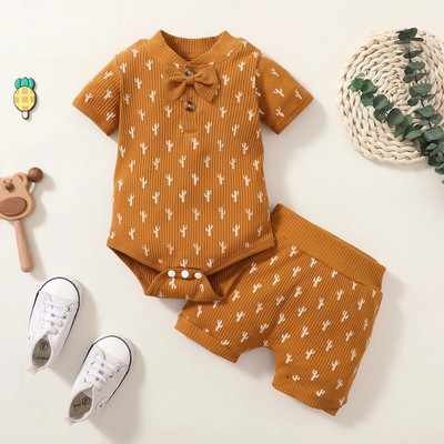 3 τμχ Βρεφικά βρεφικά ρούχα κοριτσιού Καλοκαιρινή άνοιξη βαμβακερά casual σύνολα Σετ γράμμα κορμάκι Φιόγκος σορτς κεφαλόδεσμος Βρεφικά ρούχα