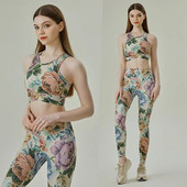 Ženski komplet za jogu od 2 komada, sportski grudnjak + hlače za jogu, ženski print, elastična odijela za vježbanje, sportska ženska sportska odjeća za aktivnu odjeću, komplet odjeće za vježbanje 723+181