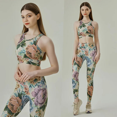 Ženski komplet za jogu od 2 komada, sportski grudnjak + hlače za jogu, ženski print, elastična odijela za vježbanje, sportska ženska sportska odjeća za aktivnu odjeću, komplet odjeće za vježbanje 723+181