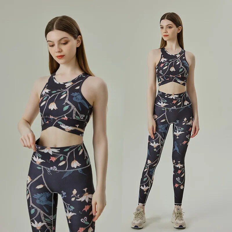 Ženski komplet za jogu od 2 komada, sportski grudnjak + hlače za jogu, ženski print, elastična odijela za vježbanje, sportska ženska sportska odjeća za aktivnu odjeću, komplet odjeće za vježbanje 723+181