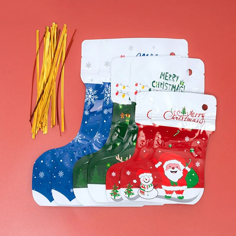 10 τεμ/Σετ Χριστουγεννιάτικη Τσάντα δώρου Κάλτσες Μπότες σε σχήμα Άγιου Βασίλη Χιονάνθρωπος Τσάντα καραμέλας ταράνδου Πρωτοχρονιάτικο πάρτι Χριστουγεννιάτικη μπομπονιέρα Διακόσμηση συσκευασίας