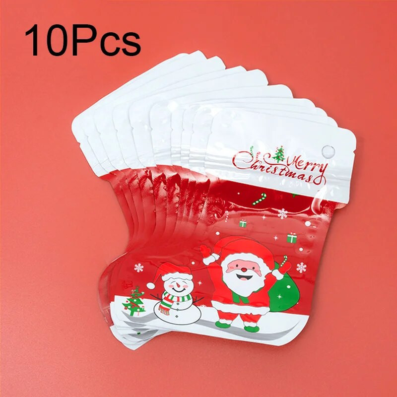 10 τεμ/Σετ Χριστουγεννιάτικη Τσάντα δώρου Κάλτσες Μπότες σε σχήμα Άγιου Βασίλη Χιονάνθρωπος Τσάντα καραμέλας ταράνδου Πρωτοχρονιάτικο πάρτι Χριστουγεννιάτικη μπομπονιέρα Διακόσμηση συσκευασίας
