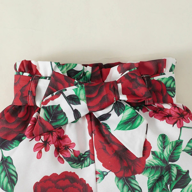 Újszülött kislány ruhakészletek egyszínű buborékos rövid ujjú felsők Virágmintás rövidnadrágok Fejpánt csecsemők divatos ruházati öltöny