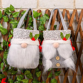 Näotu jõuluvana kott Kaasaskantav õunakott, peokott, kommikott, jõulupuu kaunistus
