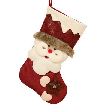 Коледни чорапи с елени Карикатура Снежен човек Коледна елха Орнамент Подаръчна торбичка Парти декорация