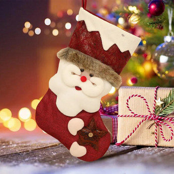 Коледни чорапи с елени Карикатура Снежен човек Коледна елха Орнамент Подаръчна торбичка Парти декорация