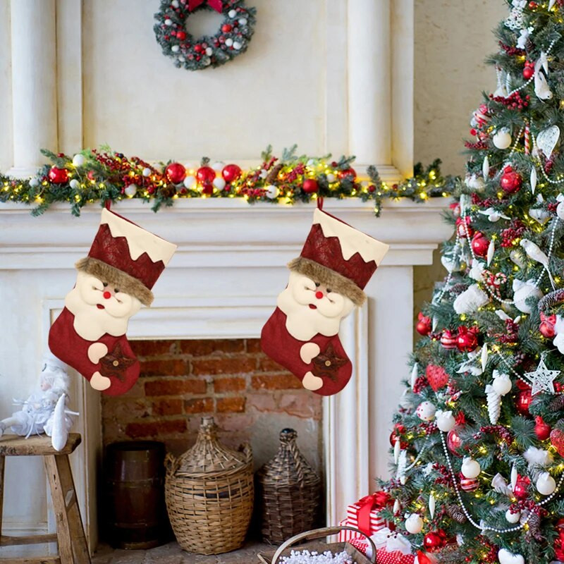 Χριστουγεννιάτικες κάλτσες με τάρανδο Διακοσμητικό πάρτι με χριστουγεννιάτικο δέντρο με χριστουγεννιάτικο δέντρο με κινούμενα σχέδια