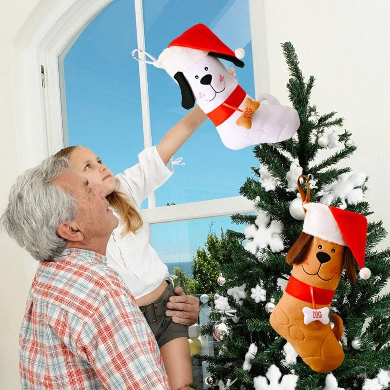 Bone Shape Božićne čarape Vreća Ukrasi za kamin Čarape Novogodišnji slatkiši Pokloni Vrećice Držač Božićni dar