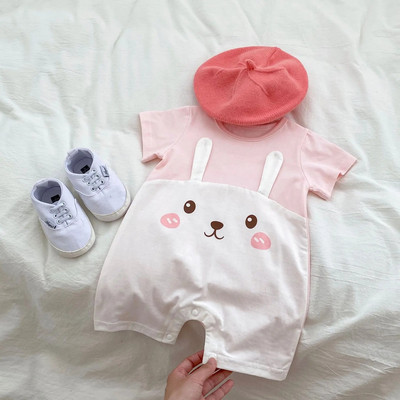 2023 m. vasaros animacinis filmas naujagimiams berniukams, plonos medvilnės trumpomis rankovėmis, mergaičių triušio kombinezonas, mažylių drabužiai