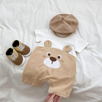 2023 m. vasaros animacinis filmas naujagimiams berniukams, plonos medvilnės trumpomis rankovėmis, mergaičių triušio kombinezonas, mažylių drabužiai