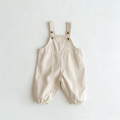 Baba kezeslábas 2023 tavaszi, egyszerű szolid baba fiú ujjatlan jumpsuit Alkalmi bő kisgyermek lány kezeslábas gyerekeknek nadrágtartó