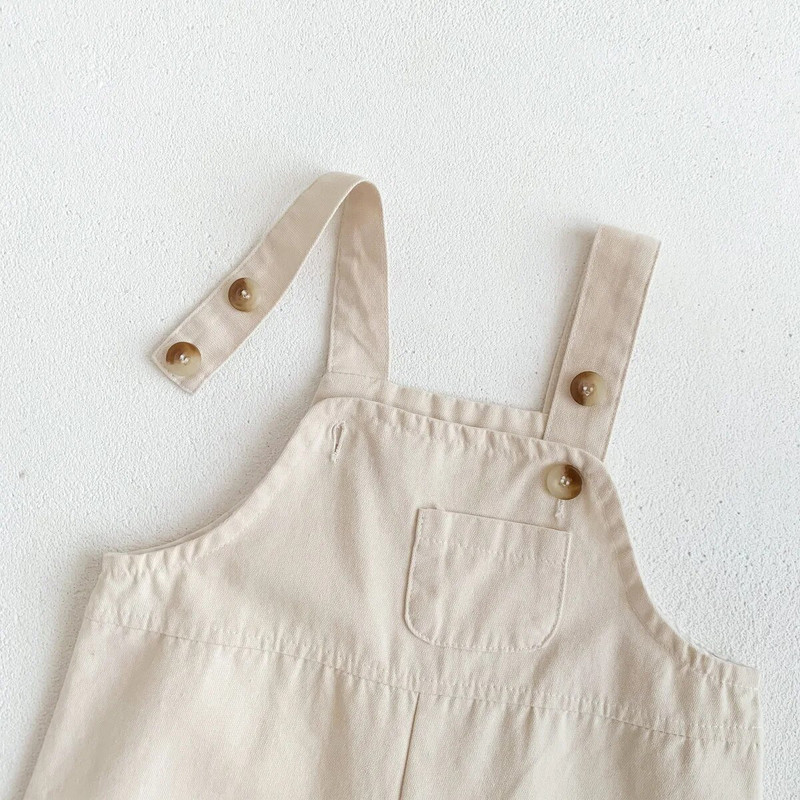 Baba kezeslábas 2023 tavaszi, egyszerű szolid baba fiú ujjatlan jumpsuit Alkalmi bő kisgyermek lány kezeslábas gyerekeknek nadrágtartó