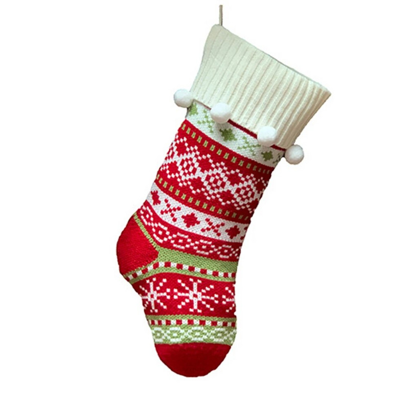1 τμχ Πλεκτές χριστουγεννιάτικες κάλτσες Διακόσμηση Χριστουγεννιάτικη τσάντα δώρου Διακοσμητικό τζάκι Κάλτσες Santa Elk Christmas Lovely Gift Bag