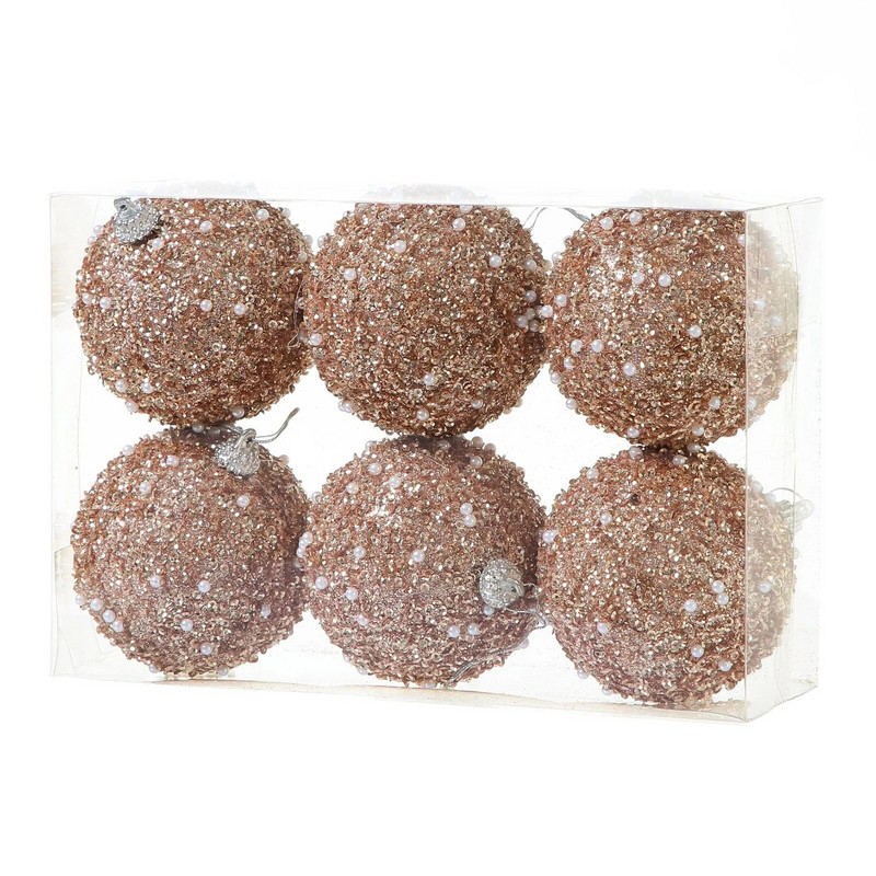 6db 8cm-es csillogó karácsonyi labdadíszek karácsonyfadíszek akasztós labda esküvői bulihoz, szilveszteri lakberendezéshez Navidad