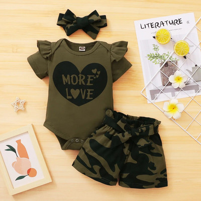 Ljetna odjeća za djevojčice od 3 kom. Slatke plažne boho hlače s naramenicama s volanima Kratke hlačice s cvjetnim motivima Odjeća za malu djecu Odjeća za djevojčice