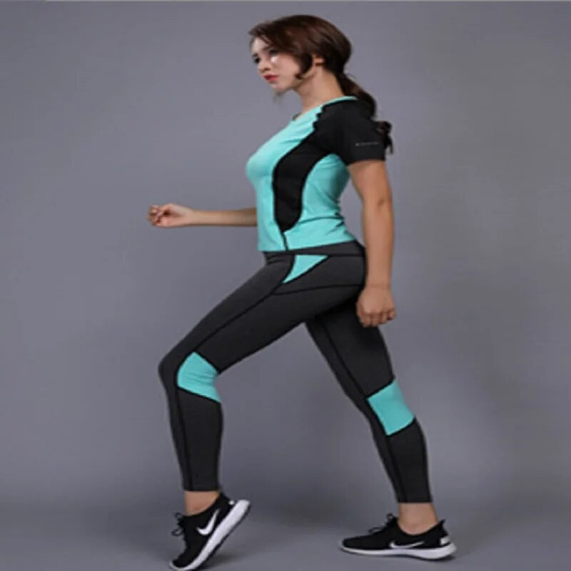 Damdos Ženska sportska odjeća Set za jogu Odjeća za fitness i teretanu Majica za tenis za trčanje+hlače Tajice za jogu Sportsko odijelo za trčanje