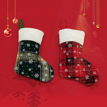 Νιφάδα χιονιού Κόκκινο και Πράσινο Καρό Χριστουγεννιάτικες Κάλτσες Κρεμαστό Διακοσμητικό Χριστουγεννιάτικο Δέντρο Κρεμαστό Μίνι Χριστουγεννιάτικα Διακοσμητικά Τζάκι