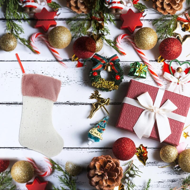 Karácsonyi harisnya, akasztós zokni ajándéktáska Karácsonyi cukorka ajándéktáska otthoni fali dekorációhoz