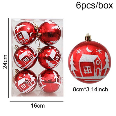 Ziemassvētku rotājums 2023. gada kārbiņā 8 CM Ziemassvētku balles rotājums 6gab./partijā Ziemassvētku kulons Jaungada mājas ballītei DIY Decor Navidad Noel