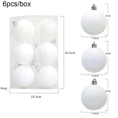 Ziemassvētku rotājums 2023. gada kārbiņā 8 CM Ziemassvētku balles rotājums 6gab./partijā Ziemassvētku kulons Jaungada mājas ballītei DIY Decor Navidad Noel