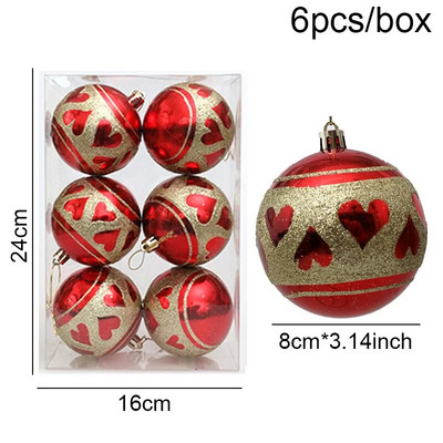 Ziemassvētku rotājums 2023. gada kārbiņā 8 CM Ziemassvētku balles rotājums 6gab./partijā Ziemassvētku kulons Jaungada mājas ballītei DIY Decor Navidad Noel