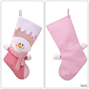 Коледни чорапи, чувал, коледен подарък, розова чанта за бонбони, коледна украса за дома Navidad 2023, новогодишен чорап, декорация на коледно дърво