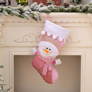 Коледни чорапи, чувал, коледен подарък, розова чанта за бонбони, коледна украса за дома Navidad 2023, новогодишен чорап, декорация на коледно дърво