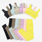 13 boja Žensko sportsko odijelo Set za jogu Sportska odjeća Odjeća za vježbanje u teretani Grudnjak za fitness + rebraste bešavne sportske tajice visokog struka