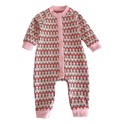 Jesenski dječji kombinezon Pletene štrikalice sa slatkim printom za dječake Djevojčice Vintage pulover Jednodijelni kombinezon Odjeća za novorođenče Odjeća za dojenčad