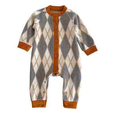 Jesenski dječji kombinezon Pletene štrikalice sa slatkim printom za dječake Djevojčice Vintage pulover Jednodijelni kombinezon Odjeća za novorođenče Odjeća za dojenčad