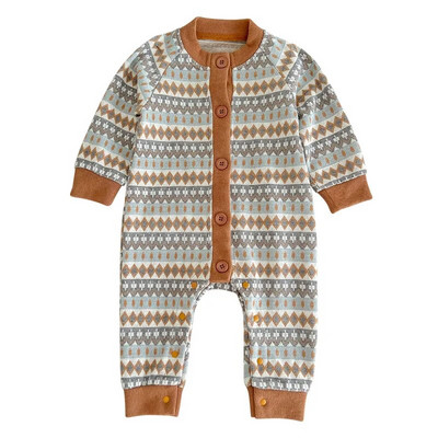 Jesenski dječji kombinezon Pletene štrikalice sa slatkim printom za dječake Djevojčice Vintage pulover Jednodijelni kombinezon Odjeća za novorođenče Odjeća za dojenčad