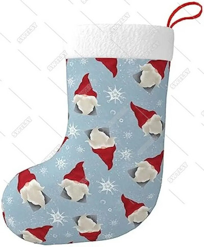 Dānijas Nisse Ziemassvētku zeķes, 17" Ziemassvētku zeķu rotājumi, Ziemassvētku kamīna piekarināmās zeķes rotājumi ģimenes svētkiem